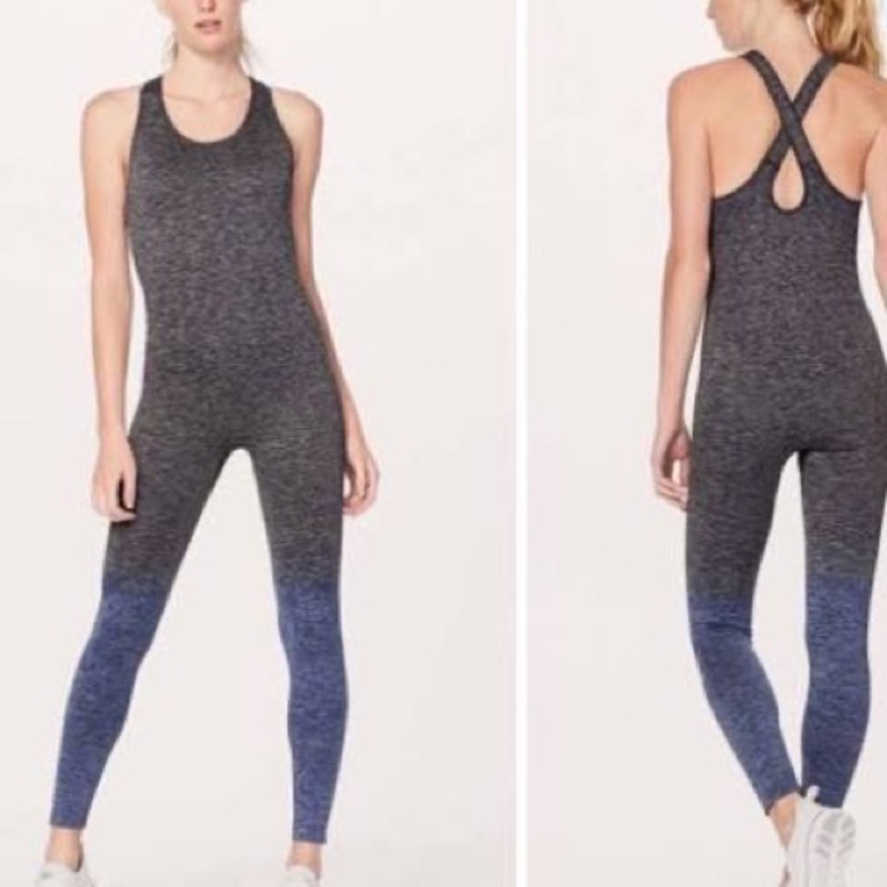 Lululemon Yoga one piece bodysuit in heather gray and blue -like new!